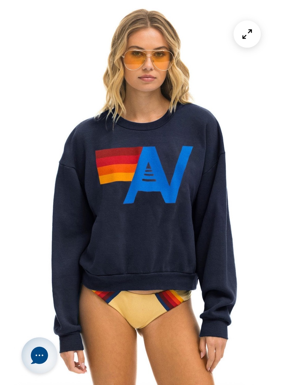 AVIATOR NATION SMALL LOGO RELAXED CREW SWEATSHIRT - NAVY